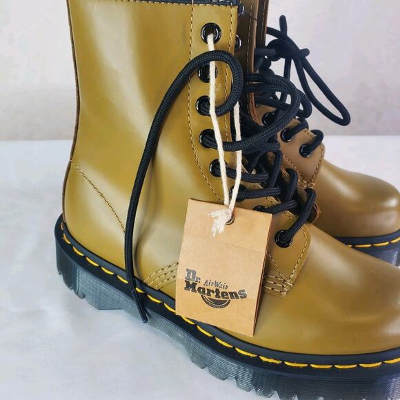 Dr Martens 1460 Bex Olive Green Smooth Leather Boots Women Sz 5 ~ Men Sz 4 Doc - Picture 2 of 10